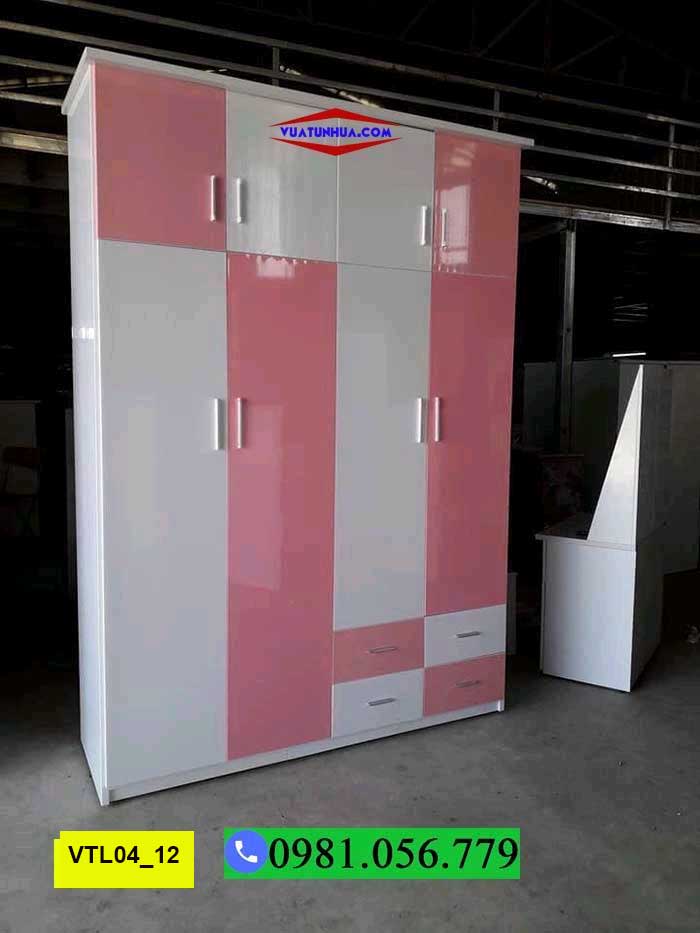 Tủ nhựa đựng quần áo 4 cánh 2 buồng nhiều ngăn kéo VTL04_12