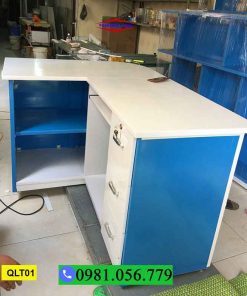 Quầy lễ tân bằng nhựa 2 hốc 3 ngăn kéo QLT01