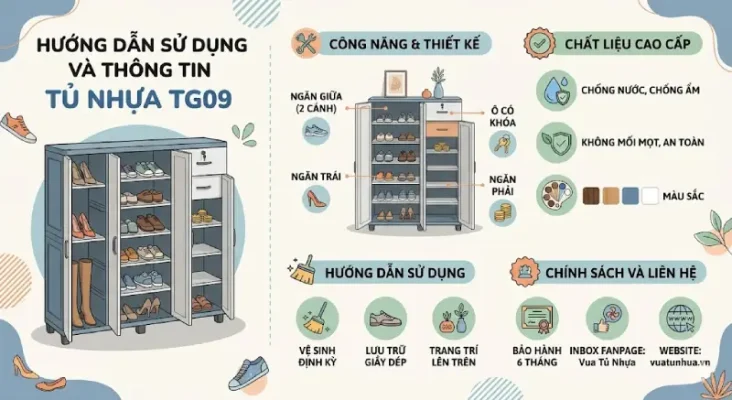 Tủ nhựa đựng giầy dép 4 cánh 6 ngăn TG09