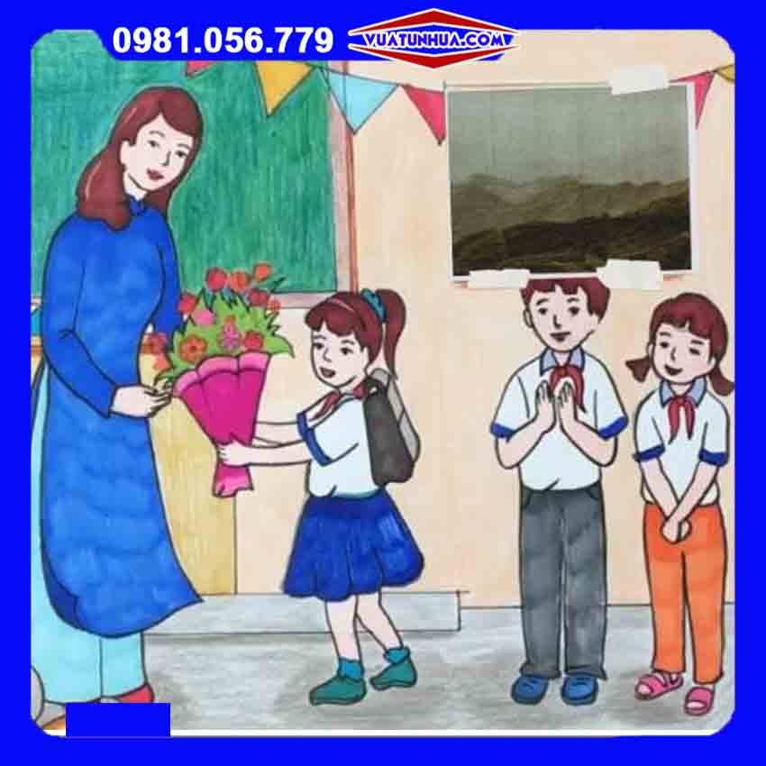 Cách vẽ tranh 20-10 đơn giản đẹp lớp 5